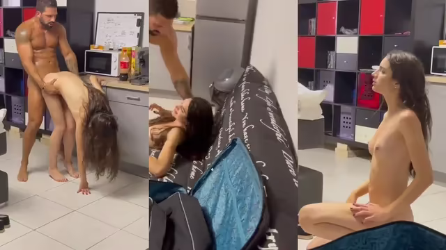 Macho bombado fudendo forte a novinha magrinha