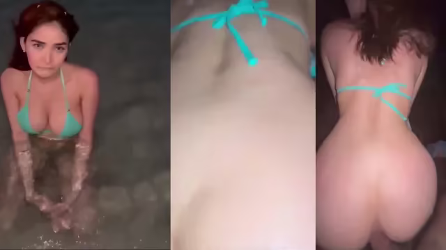 Colombiana tesuda levando rola do bombeiro na areia da praia